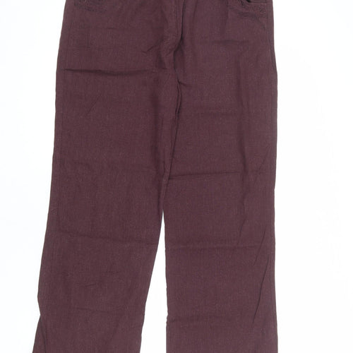 EWM Womens Red Linen Trousers Size 16 L30 in Regular Zip