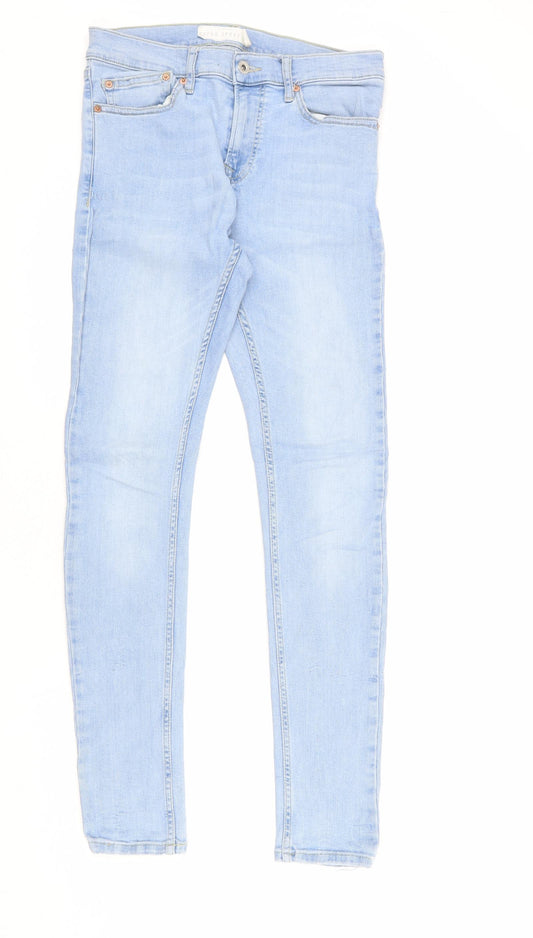 Topman Mens Blue Cotton Skinny Jeans Size 32 in L32 in Regular Zip