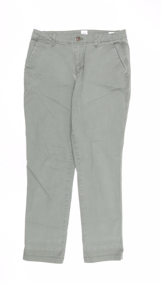 Gap Womens Green Cotton Trousers Size 6 L28 in Regular Zip