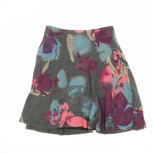Anna Scott Womens Multicoloured Floral Polyester A-Line Skirt Size S