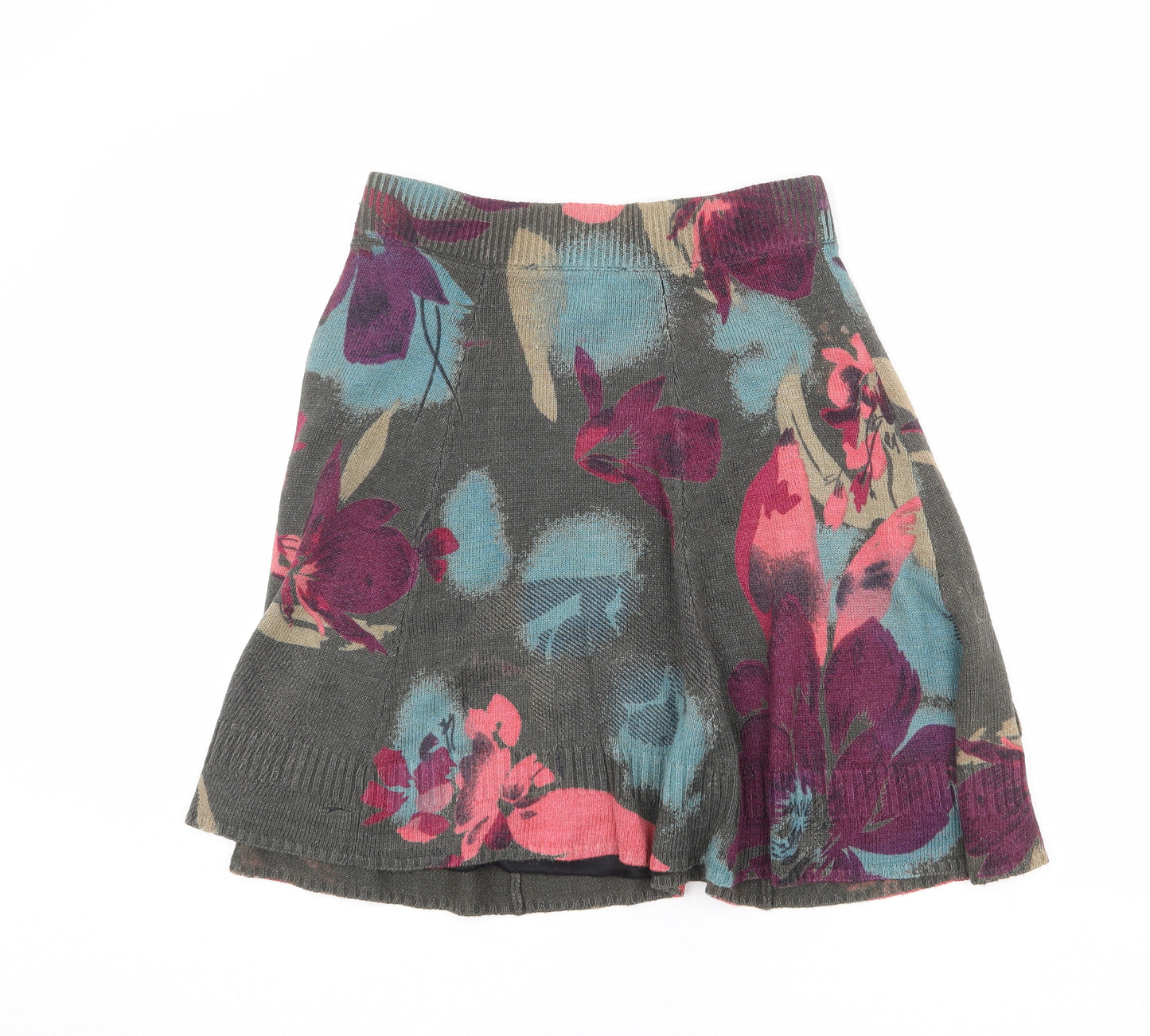 Anna Scott Womens Multicoloured Floral Polyester A-Line Skirt Size S