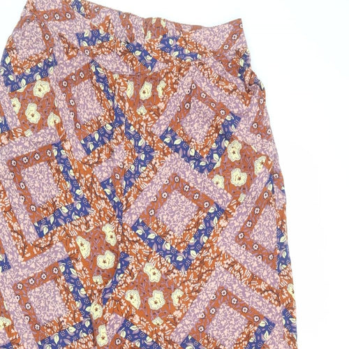 NEXT Womens Multicoloured Geometric Viscose Trousers Size 12 L23 in Regular