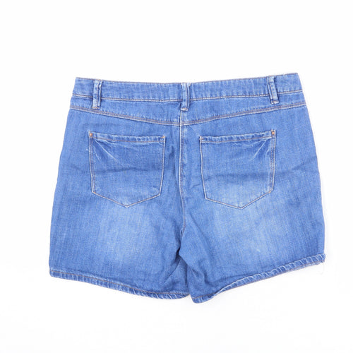 Papaya Womens Blue Cotton Mom Shorts Size 12 L5 in Regular Zip