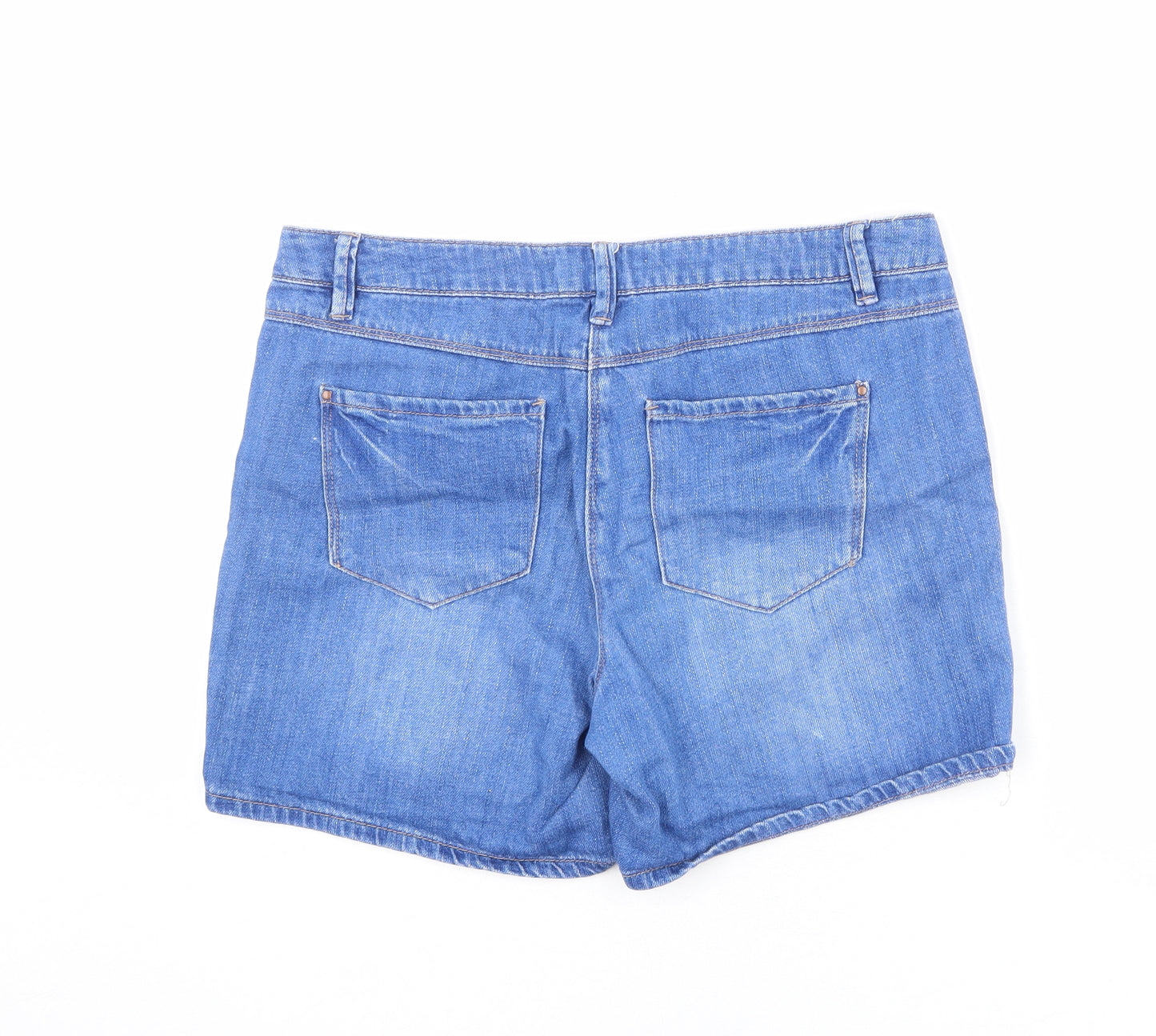 Papaya Womens Blue Cotton Mom Shorts Size 12 L5 in Regular Zip