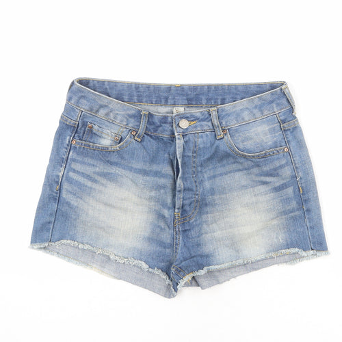 Denim & Co. Womens Blue 100% Cotton Cut-Off Shorts Size 12 L3 in Regular Button