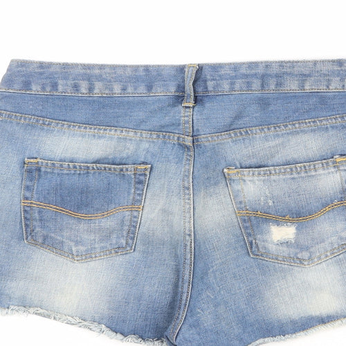 Denim & Co. Womens Blue 100% Cotton Cut-Off Shorts Size 12 L3 in Regular Button