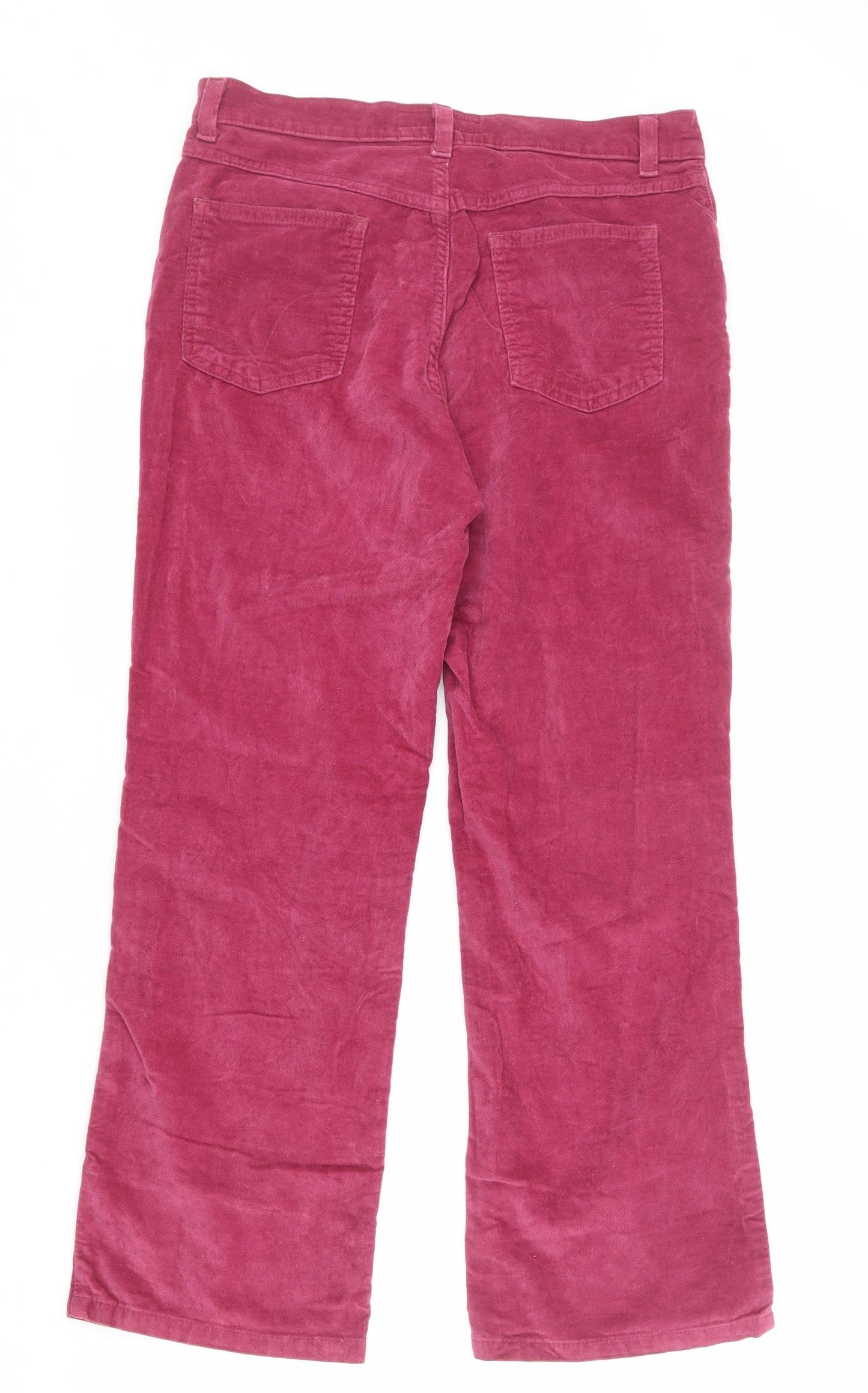 Per Una Womens Purple Cotton Trousers Size 12 L27 in Regular Zip