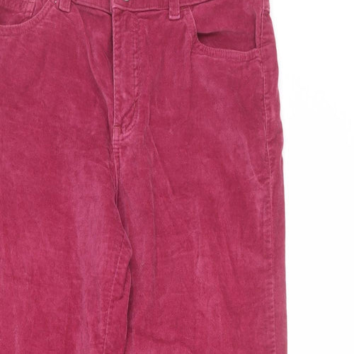 Per Una Womens Purple Cotton Trousers Size 12 L27 in Regular Zip