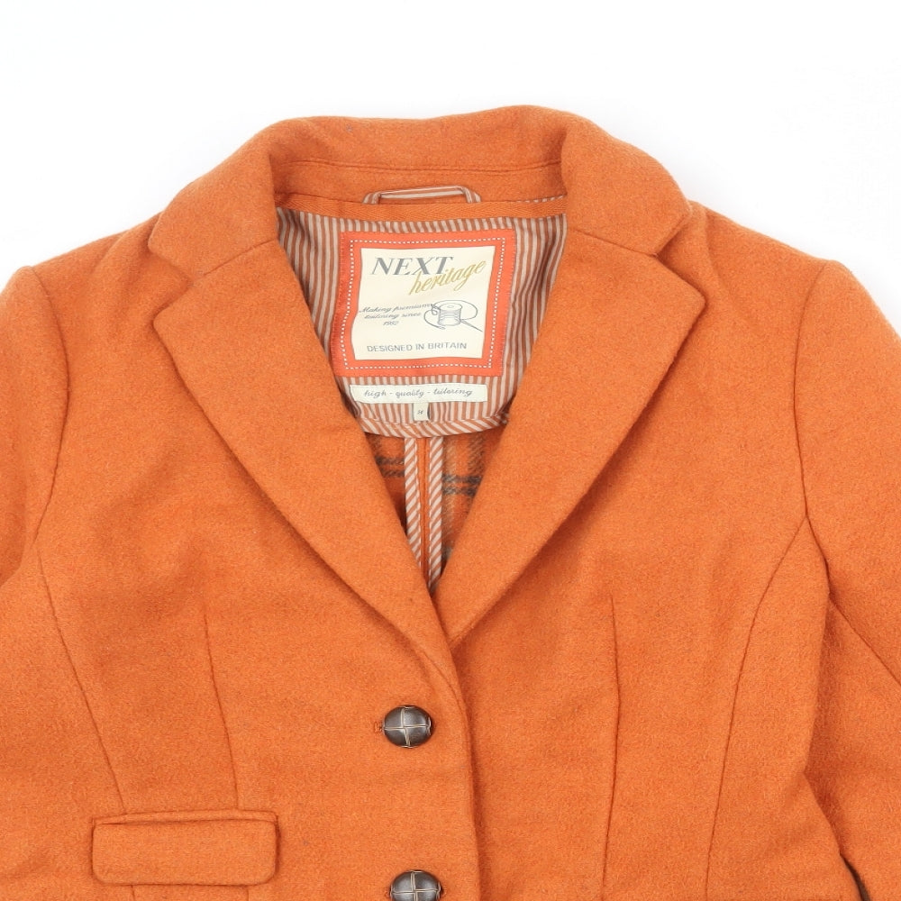 NEXT Womens Orange Jacket Size 14 Button