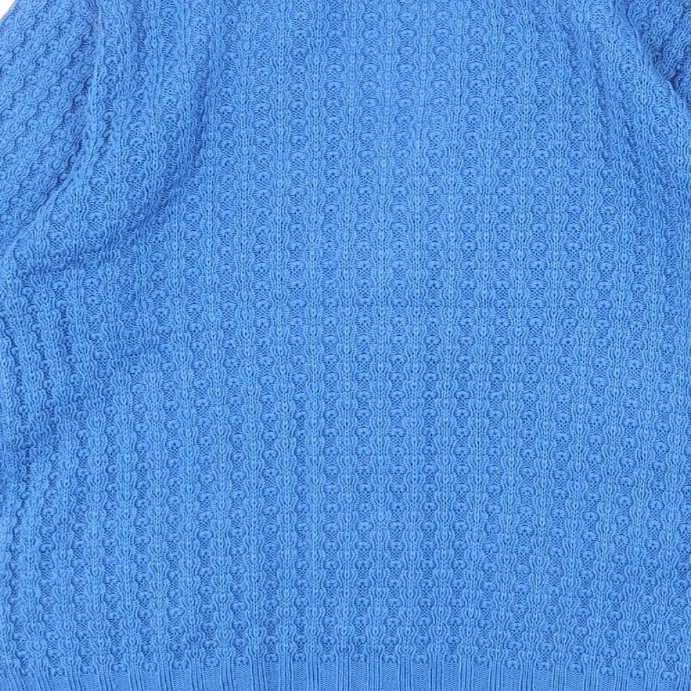 Damart Womens Blue V-Neck Acrylic Cardigan Jumper Size 10 - Size 10-12
