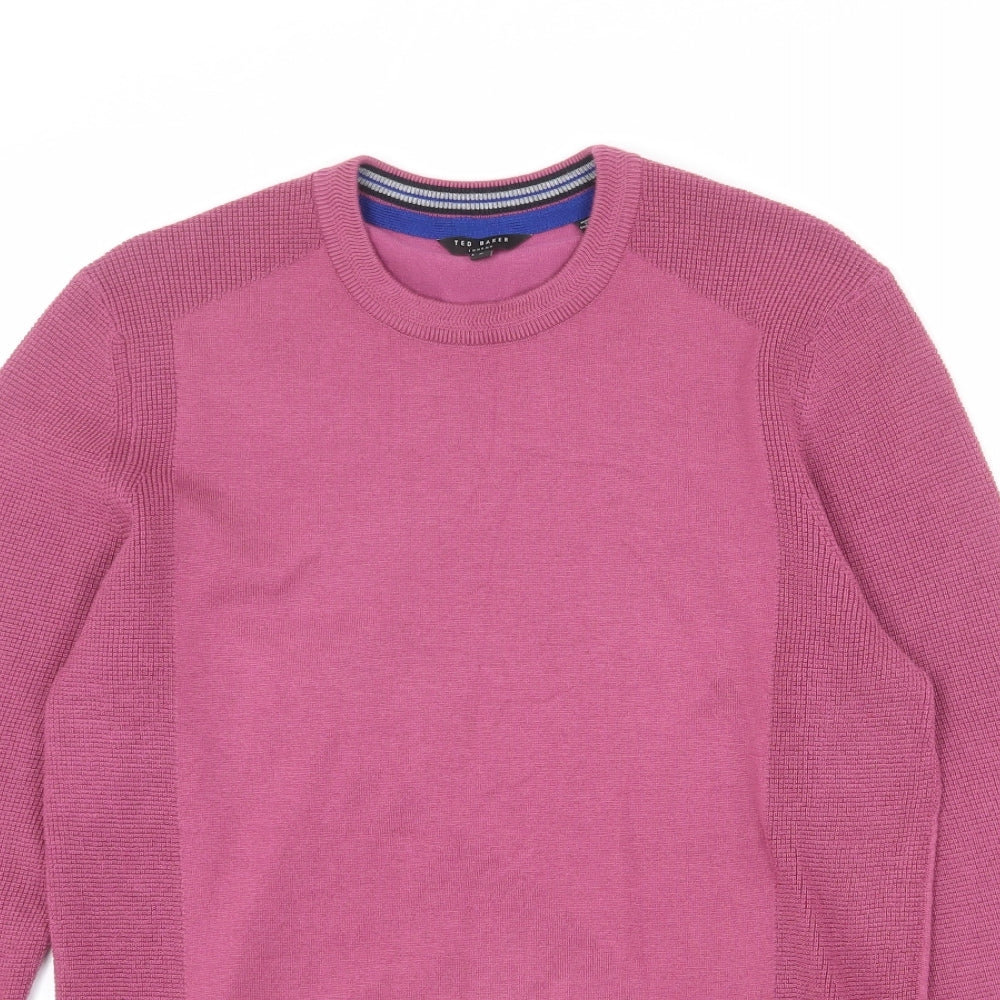 Ted Baker Mens Purple Crew Neck Polyamide Pullover Jumper Size S Long Sleeve