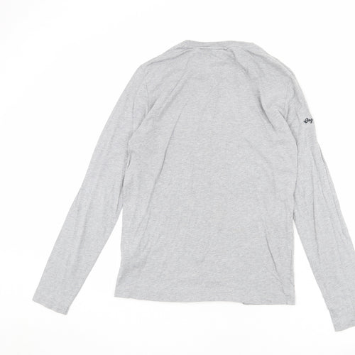 Fractal Mens Grey Cotton T-Shirt Size M Round Neck