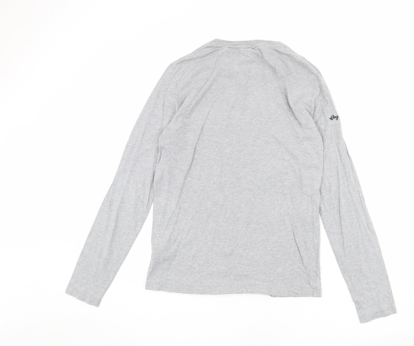 Fractal Mens Grey Cotton T-Shirt Size M Round Neck