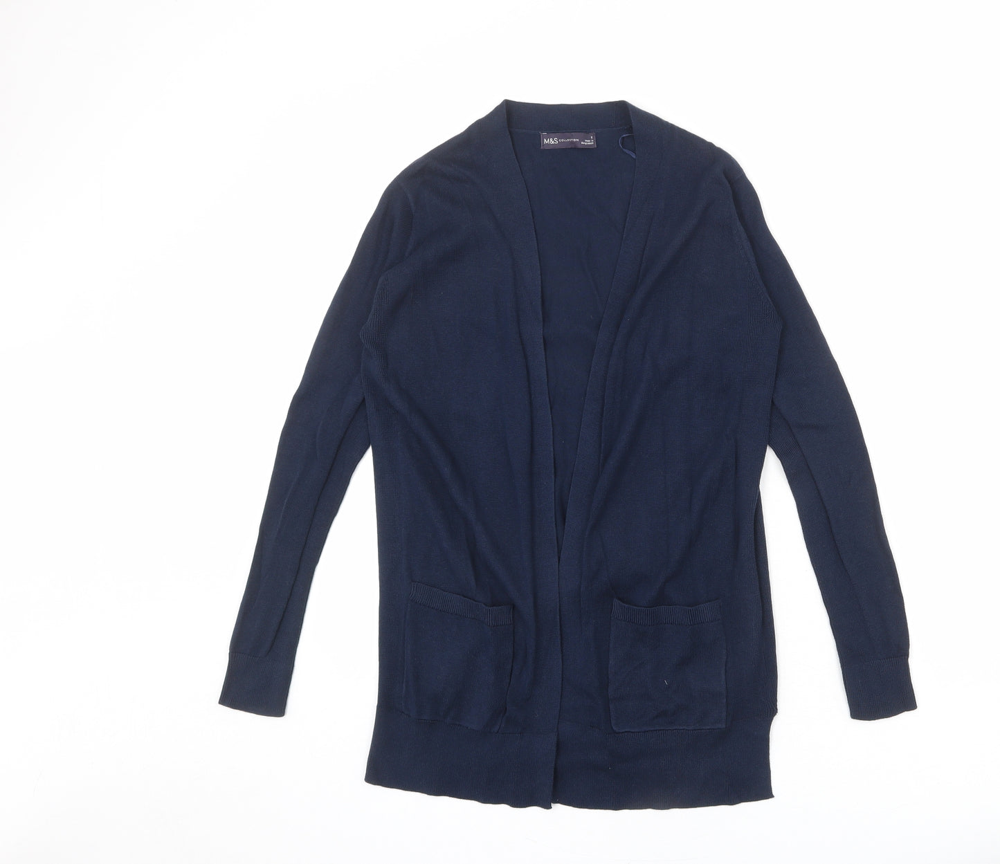 Marks and Spencer Womens Blue V-Neck 100% Cotton Cardigan Jumper Size 8
