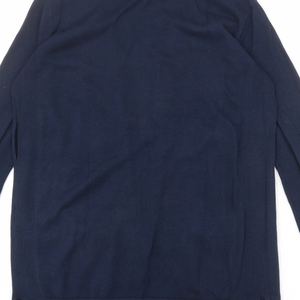 Marks and Spencer Womens Blue V-Neck 100% Cotton Cardigan Jumper Size 8