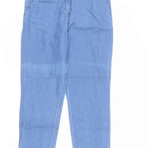 NEXT Womens Blue Cotton Trousers Size 10 L28 in Regular Zip