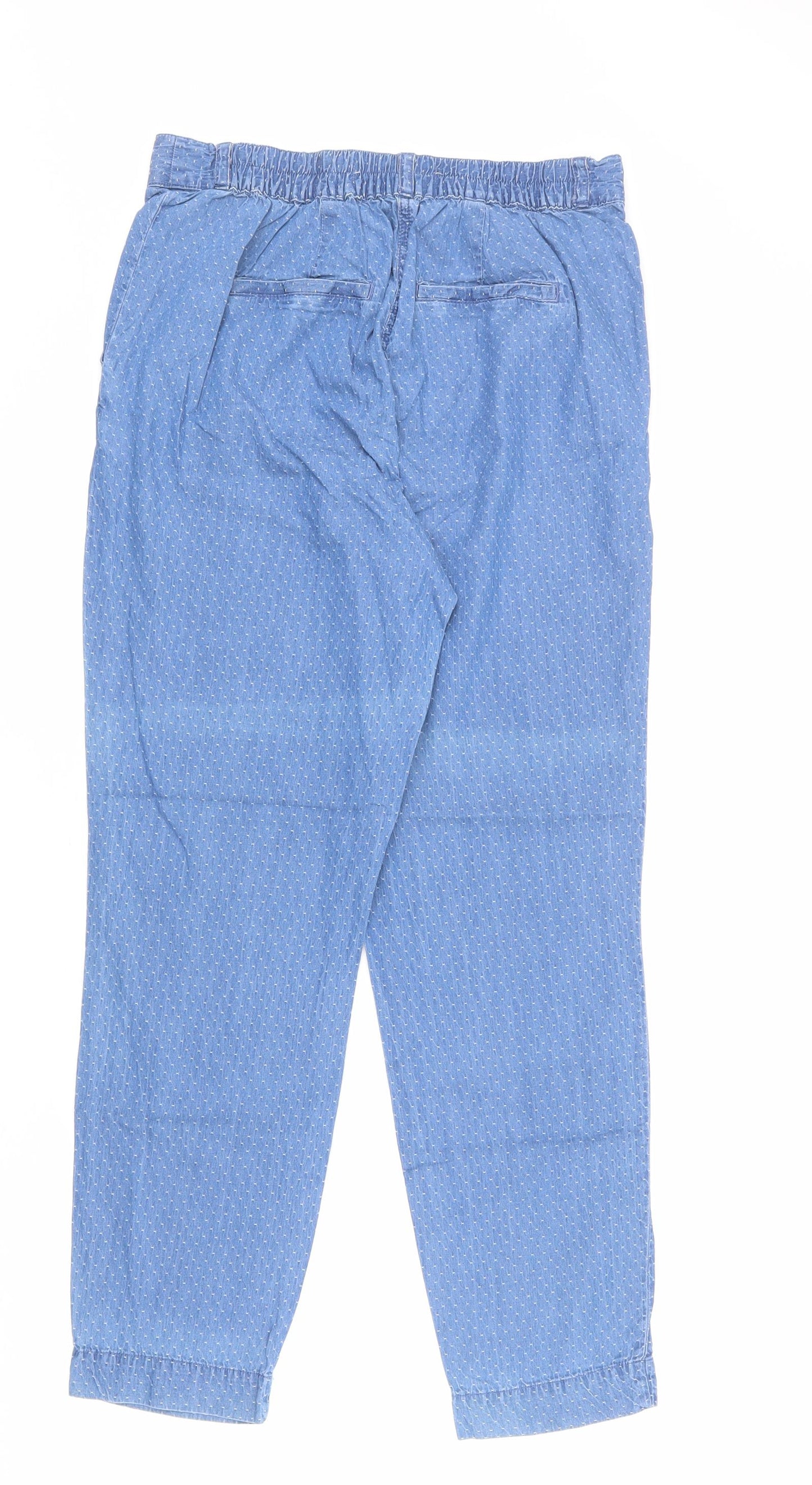 NEXT Womens Blue Cotton Trousers Size 10 L28 in Regular Zip