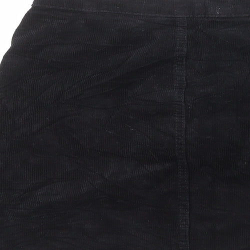 Denim & Co. Womens Black Cotton A-Line Skirt Size 8 Button