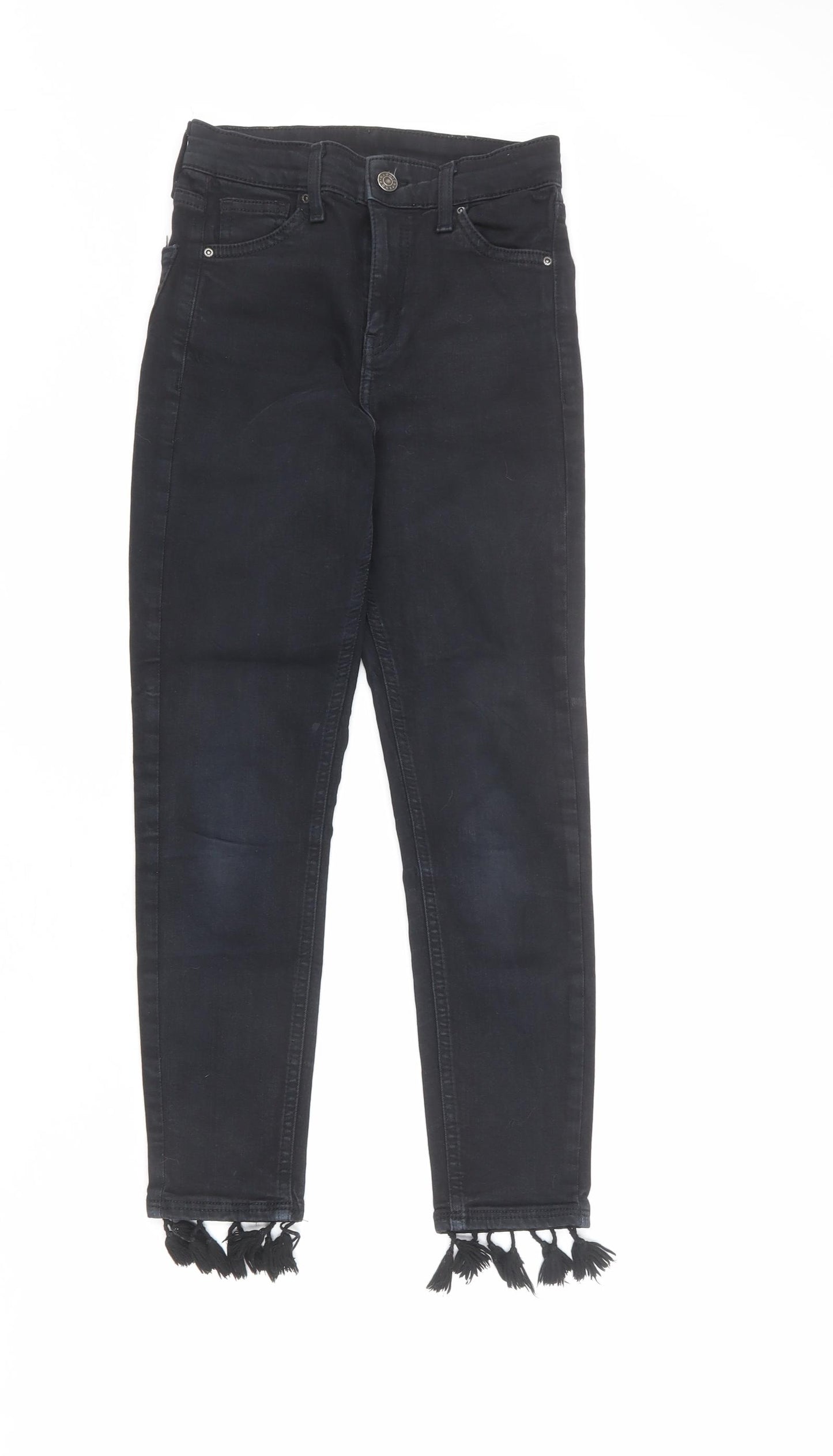 Topshop Womens Blue Cotton Tapered Jeans Size 25 in L30 in Regular Zip