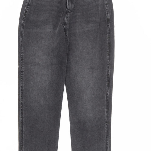 Hollister Womens Grey Cotton Mom Jeans Size 25 in L25 in Regular Zip - Raw Hem
