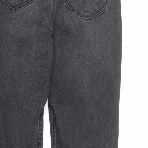 Hollister Womens Grey Cotton Mom Jeans Size 25 in L25 in Regular Zip - Raw Hem