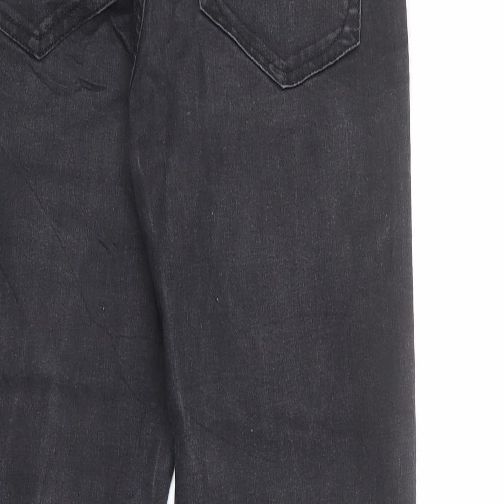 Saint Tropez Clothing Womens Black Cotton Straight Jeans Size XS L26 in Regular Zip - Raw Hem