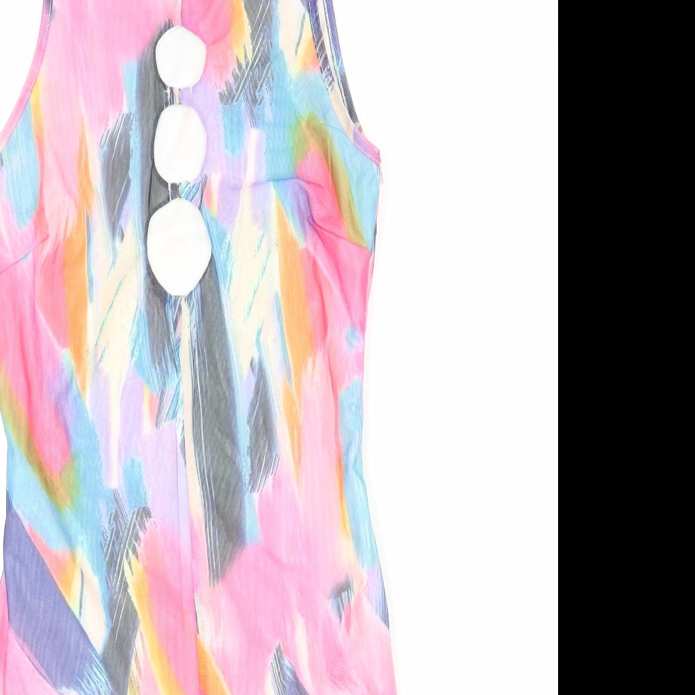NaaNaa Womens Multicoloured Geometric Polyester Shift Size M Round Neck Zip