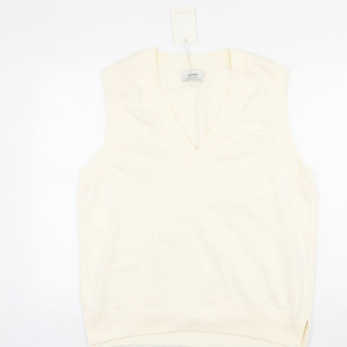 Pull&Bear Womens Ivory Cotton Pullover Sweatshirt Size M Pullover