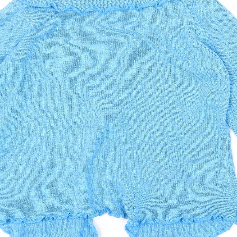 Per Una Womens Blue V-Neck Silk Shrug Jumper Size L