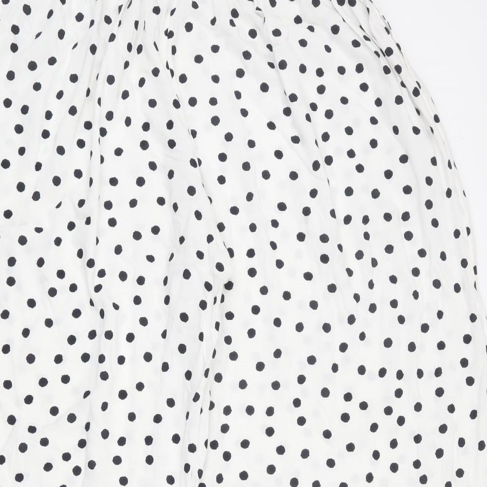 Marks and Spencer Womens White Polka Dot Viscose Cropped Trousers Size 12 L23 in Regular Button