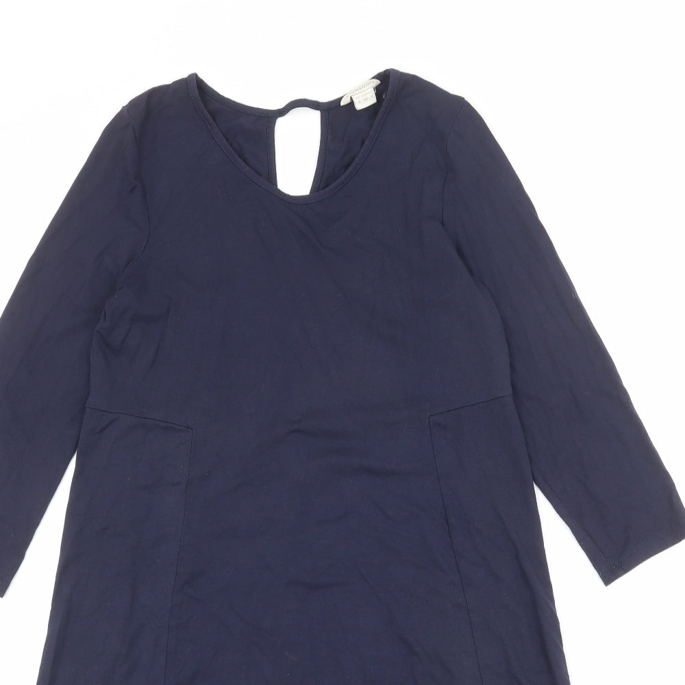 Monsoon Womens Blue Viscose A-Line Size 8 Round Neck Pullover