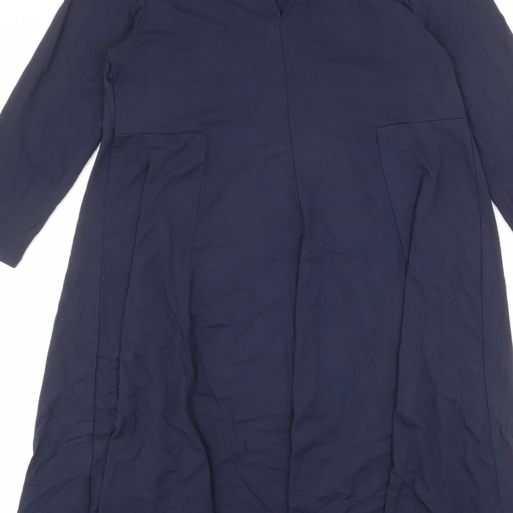 Monsoon Womens Blue Viscose A-Line Size 8 Round Neck Pullover