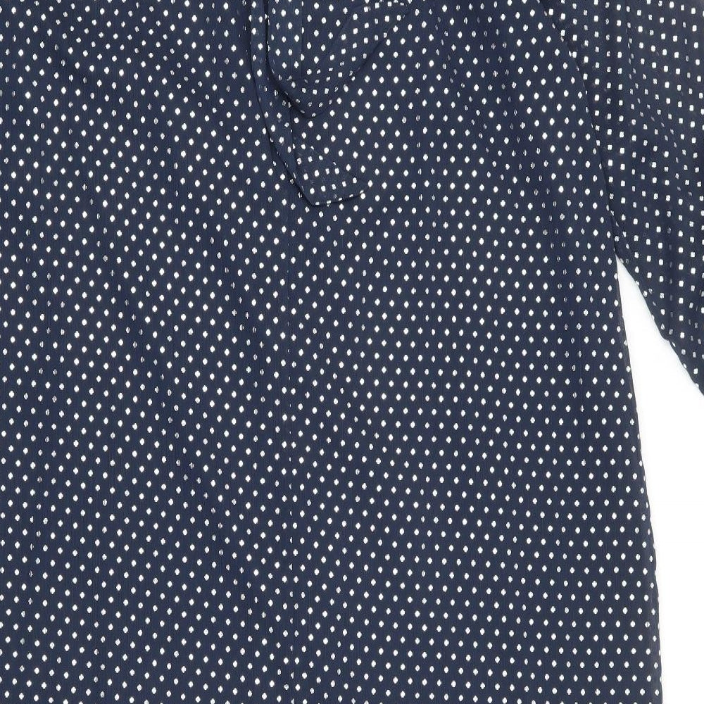 Marks and Spencer Womens Blue Polka Dot Polyester A-Line Size 8 Round Neck Tie
