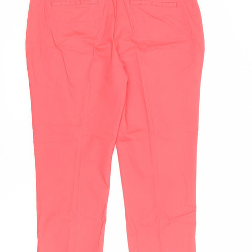 M&Co Womens Pink Cotton Cropped Trousers Size 16 L24 in Regular Zip