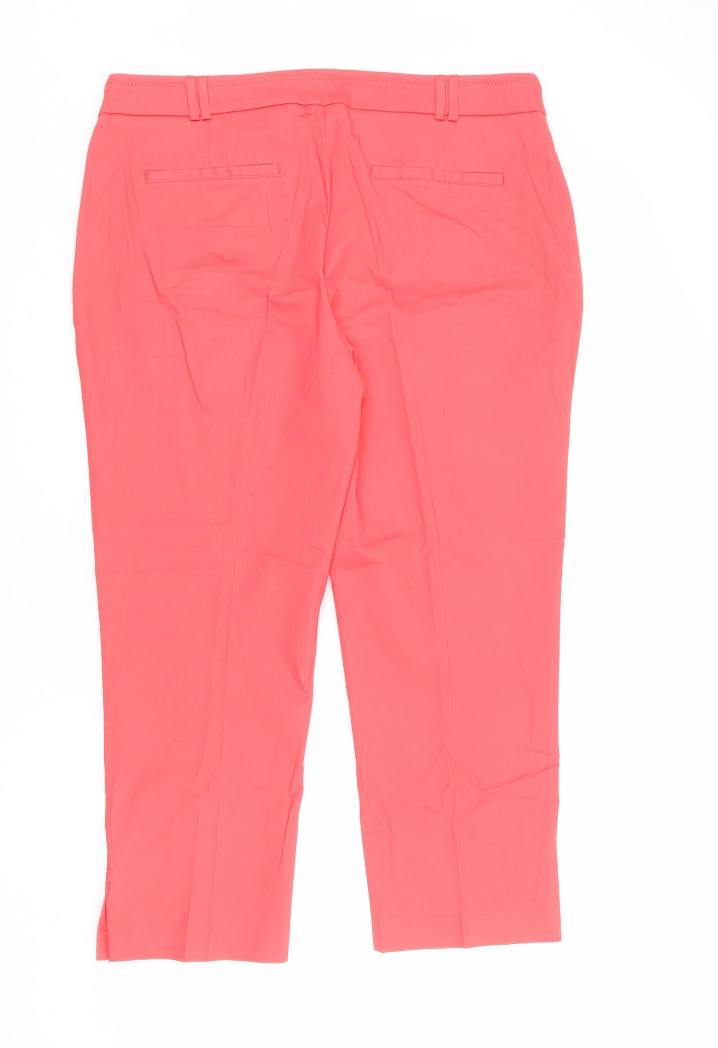 M&Co Womens Pink Cotton Cropped Trousers Size 16 L24 in Regular Zip