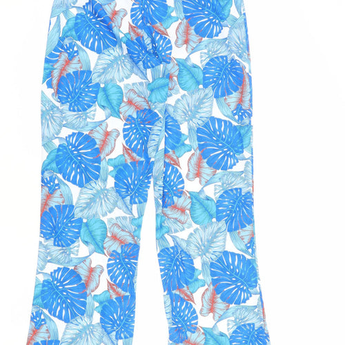PRETTYLITTLETHING Womens Multicoloured Geometric Polyester Trousers Size 10 L34.5 in Regular Zip - Palm Print