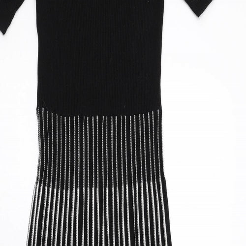 Marks and Spencer Womens Black Colourblock Viscose Maxi Size 10 Round Neck Pullover