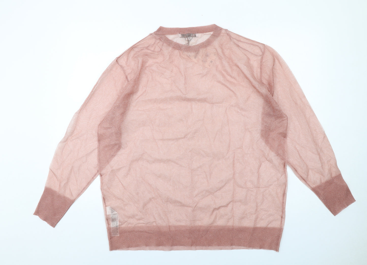 Zara Womens Pink Round Neck Polyamide Pullover Jumper Size M
