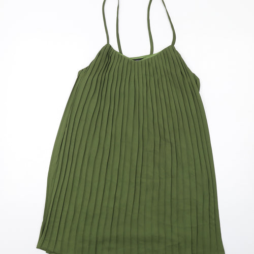 Missguided Womens Green Polyester Slip Dress Size 12 V-Neck Pullover