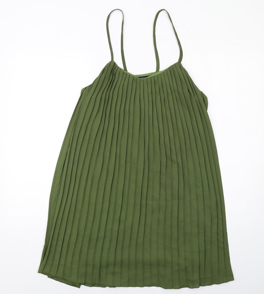 Missguided Womens Green Polyester Slip Dress Size 12 V-Neck Pullover
