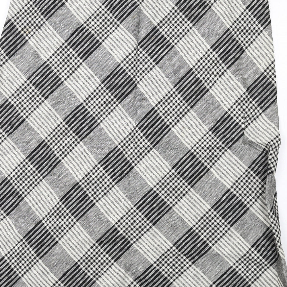 Marks and Spencer Womens Grey Check Linen A-Line Skirt Size 18