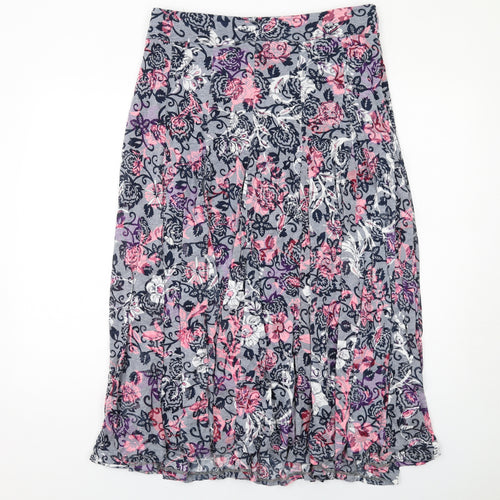 Roman Womens Multicoloured Floral Cotton Swing Skirt Size 14