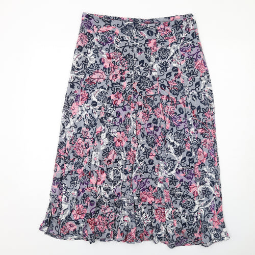 Roman Womens Multicoloured Floral Cotton Swing Skirt Size 14