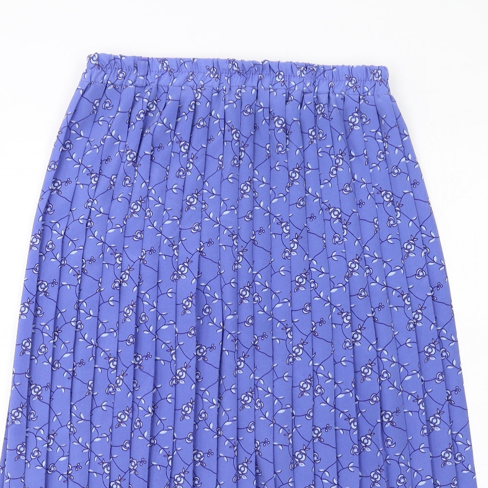 Bonmarché Womens Blue Floral Polyester Pleated Skirt Size 14