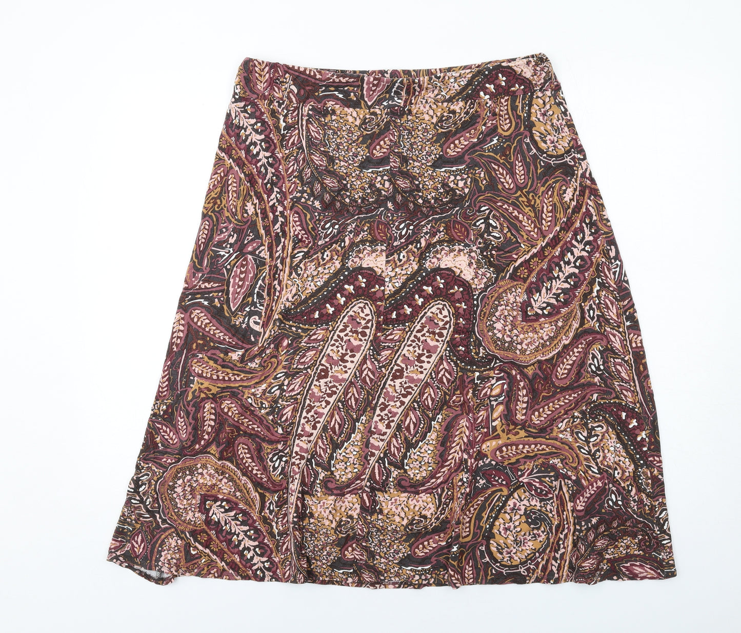 Classic Womens Multicoloured Paisley Viscose Swing Skirt Size 14