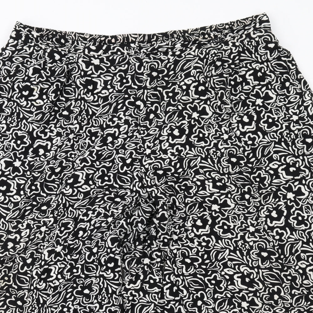 New Look Womens Black Geometric Viscose Trousers Size 16 L24 in Regular