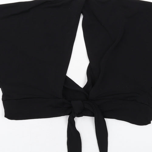 H&M Womens Black Polyester Basic Blouse Size M V-Neck