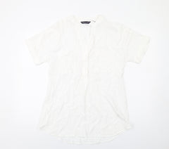 Marks and Spencer Womens White Viscose Basic Blouse Size 8 V-Neck