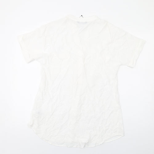 Marks and Spencer Womens White Viscose Basic Blouse Size 8 V-Neck