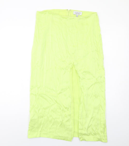 & Other Stories Womens Green Lyocell A-Line Skirt Size 14 Zip